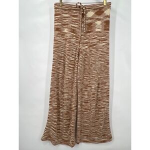 Beige Botany Brown Space Dye Knit Wide Leg Pants Drawstring High Rise Large